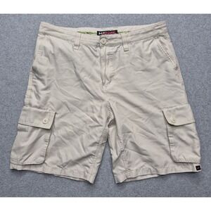 Tony Hawk Cargo Shorts Mens 34 Beige Khaki Y2K Skate Plaid Trim Pockets Cotton